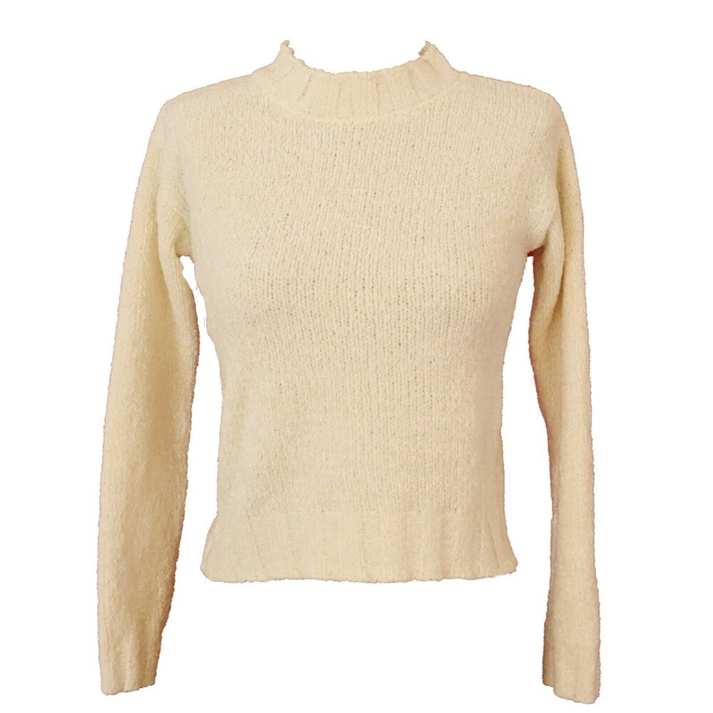 Melrose & Market Girl's Mock Neck Shimmer Sweater S (7/8) Long Sleeve Ivory B58